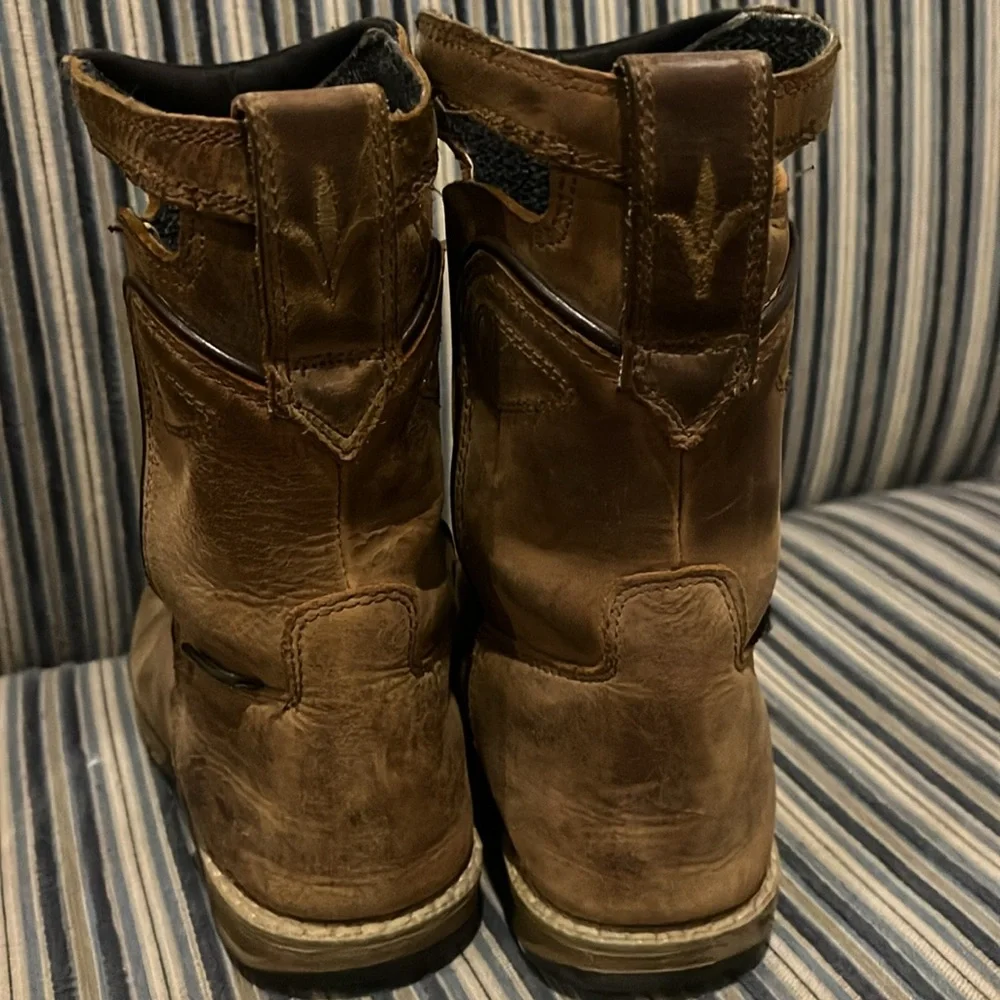 Brown Kids Western Leather Pull-On Boots